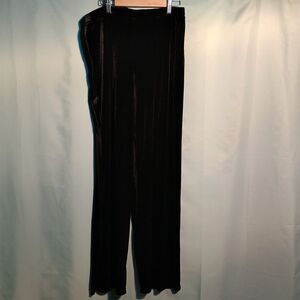 Women’s Black Velvet Wide Leg Pants – High Waist Dressy Trousers Size Medium